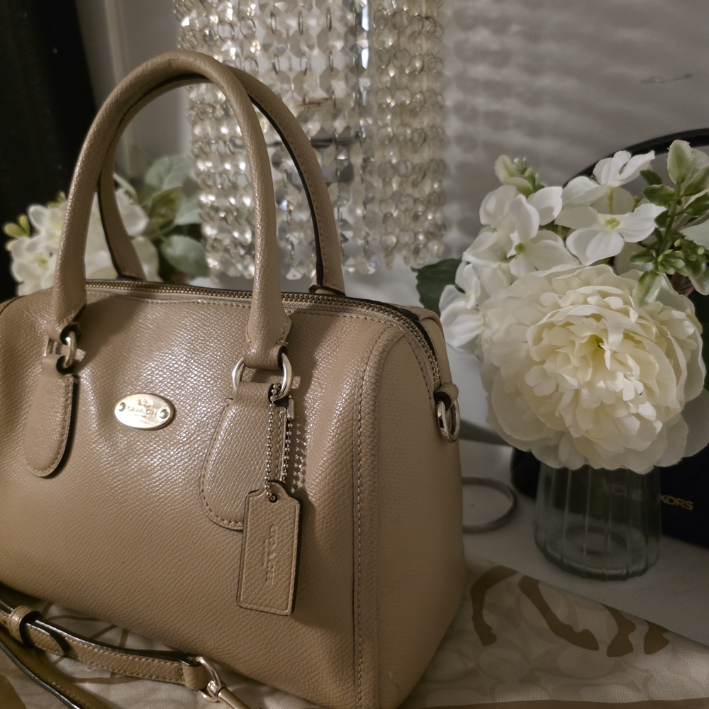 Coach Beige Leather Satchel - Picture 10 of 16